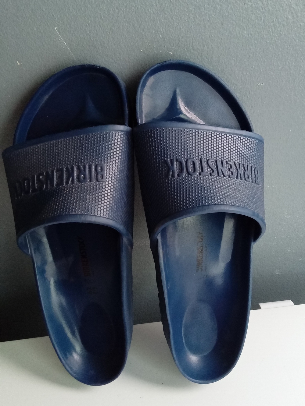 Birkenstock Barbados EVA Navy Blue Logo Slide Sandals Mens 42 L11 1015480‎